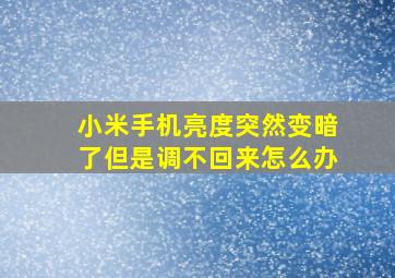 小米手机亮度突然变暗了但是调不回来怎么办