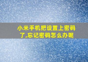 小米手机把设置上密码了,忘记密码怎么办呢