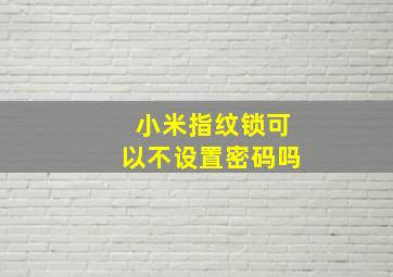 小米指纹锁可以不设置密码吗