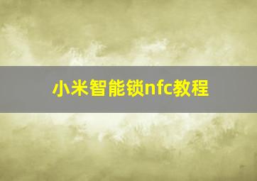 小米智能锁nfc教程