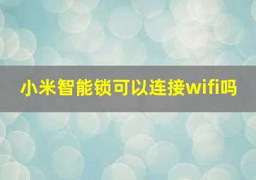 小米智能锁可以连接wifi吗