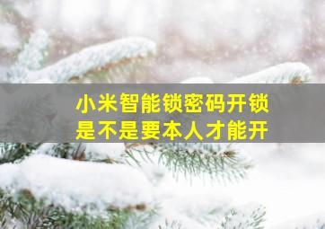 小米智能锁密码开锁是不是要本人才能开