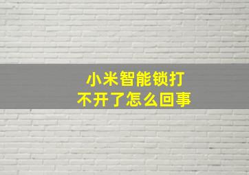 小米智能锁打不开了怎么回事