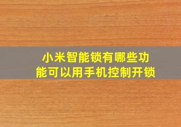 小米智能锁有哪些功能可以用手机控制开锁