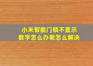 小米智能门锁不显示数字怎么办呢怎么解决