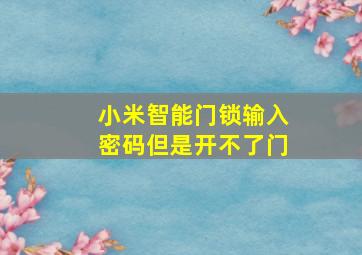 小米智能门锁输入密码但是开不了门