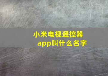 小米电视遥控器app叫什么名字