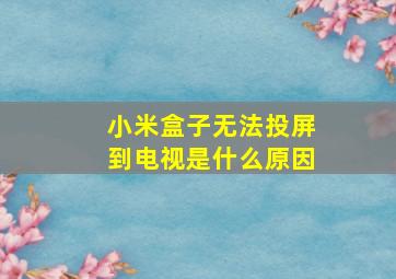 小米盒子无法投屏到电视是什么原因