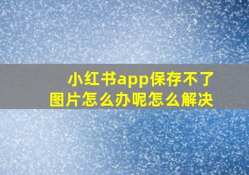 小红书app保存不了图片怎么办呢怎么解决