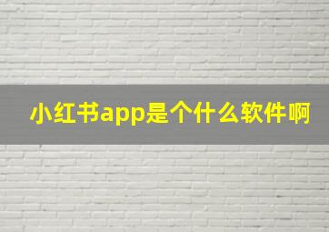 小红书app是个什么软件啊