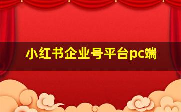 小红书企业号平台pc端