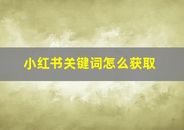 小红书关键词怎么获取