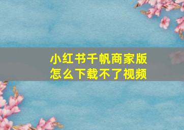 小红书千帆商家版怎么下载不了视频