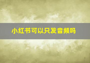 小红书可以只发音频吗