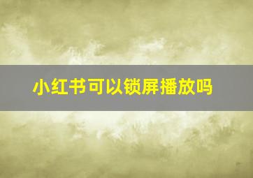 小红书可以锁屏播放吗