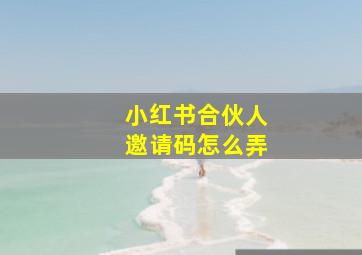 小红书合伙人邀请码怎么弄