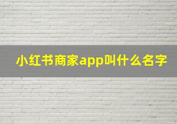 小红书商家app叫什么名字