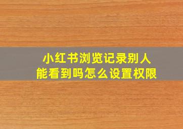 小红书浏览记录别人能看到吗怎么设置权限