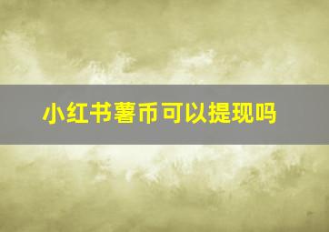 小红书薯币可以提现吗