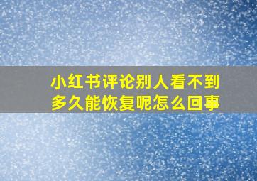 小红书评论别人看不到多久能恢复呢怎么回事