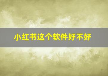 小红书这个软件好不好