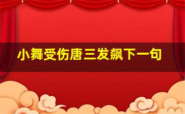 小舞受伤唐三发飙下一句