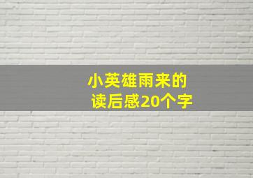 小英雄雨来的读后感20个字