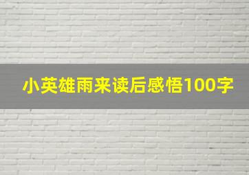 小英雄雨来读后感悟100字