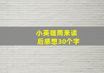 小英雄雨来读后感想30个字