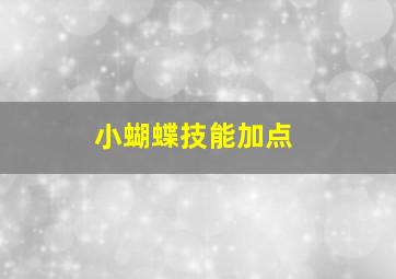 小蝴蝶技能加点