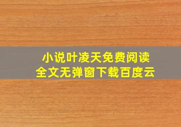 小说叶凌天免费阅读全文无弹窗下载百度云