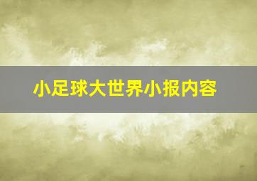 小足球大世界小报内容