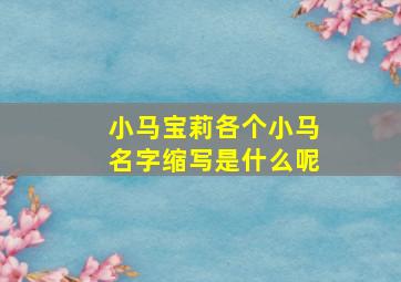 小马宝莉各个小马名字缩写是什么呢