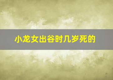 小龙女出谷时几岁死的