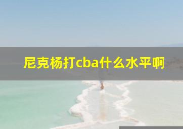 尼克杨打cba什么水平啊