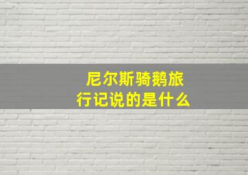 尼尔斯骑鹅旅行记说的是什么