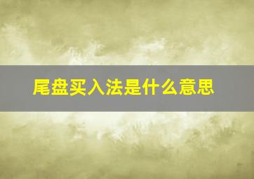 尾盘买入法是什么意思