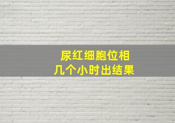 尿红细胞位相几个小时出结果