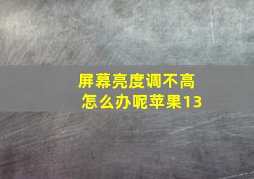 屏幕亮度调不高怎么办呢苹果13