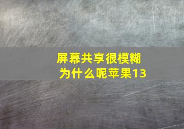 屏幕共享很模糊为什么呢苹果13