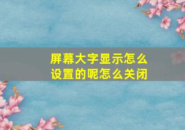 屏幕大字显示怎么设置的呢怎么关闭