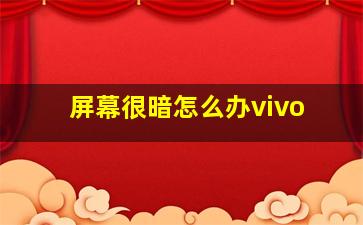 屏幕很暗怎么办vivo