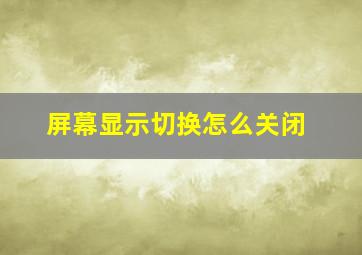 屏幕显示切换怎么关闭