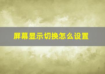 屏幕显示切换怎么设置