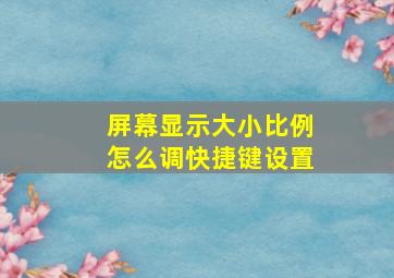 屏幕显示大小比例怎么调快捷键设置