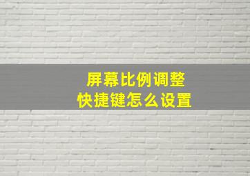 屏幕比例调整快捷键怎么设置