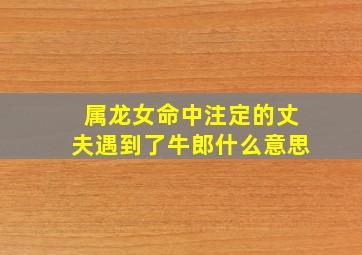 属龙女命中注定的丈夫遇到了牛郎什么意思