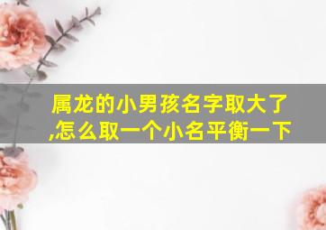 属龙的小男孩名字取大了,怎么取一个小名平衡一下