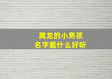 属龙的小男孩名字戴什么好听