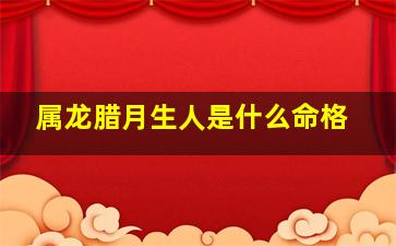 属龙腊月生人是什么命格